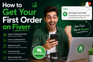 “First Fiverr order notification received by seller”