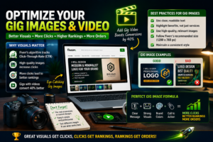 "Optimize Fiverr gig images and videos to increase clicks, rankings, and orders."