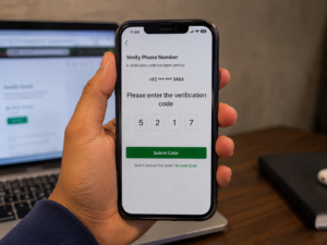 User entering a verification code to access a Fiverr account